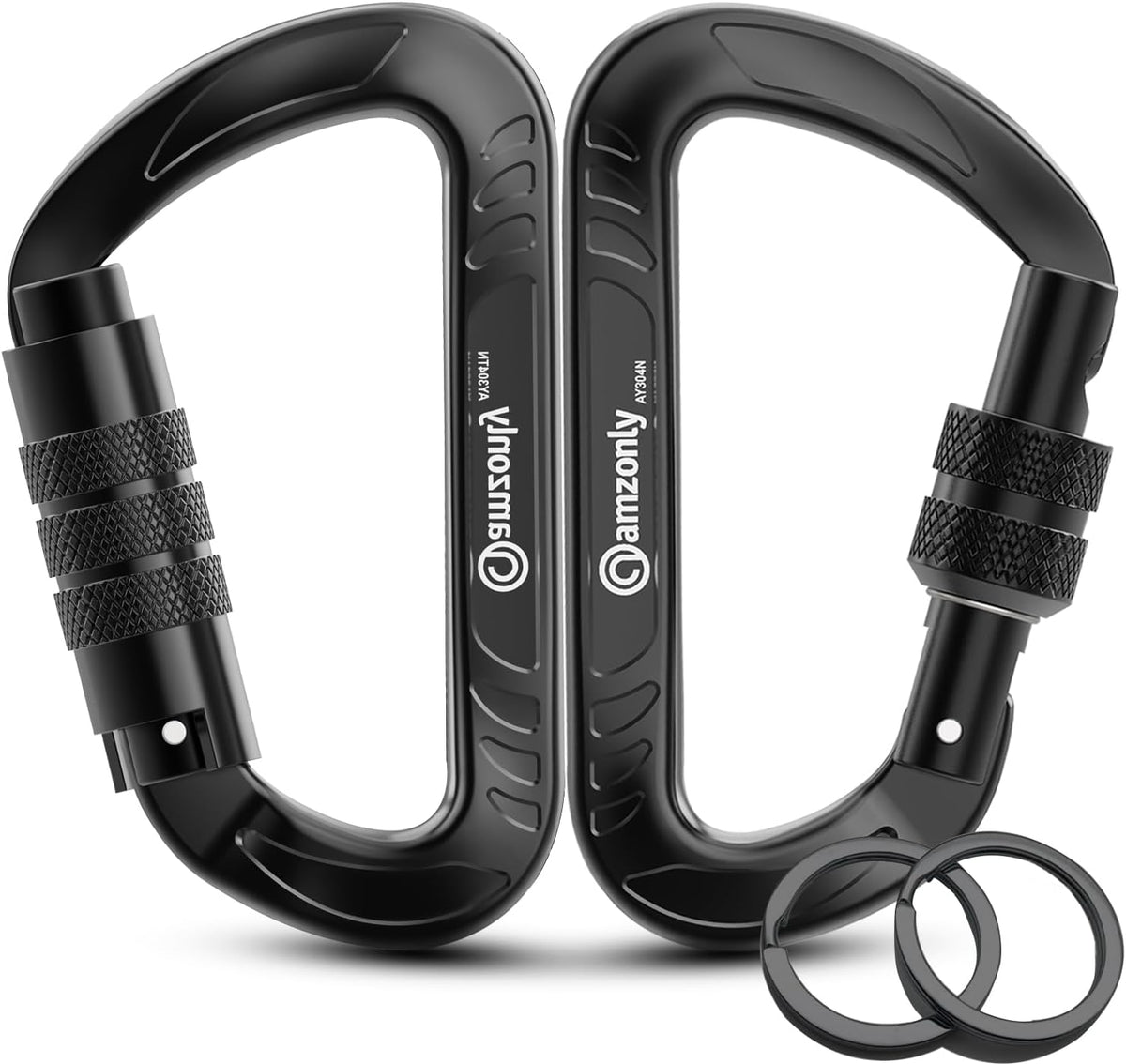 4-Pack 3-Inch Aluminum Locking Carabiner Clips, Auto-Lock and Screw-Lock