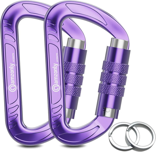 3-Inch Auto-Locking Aluminum Carabiner Clips for Keys and Outdoor Gear