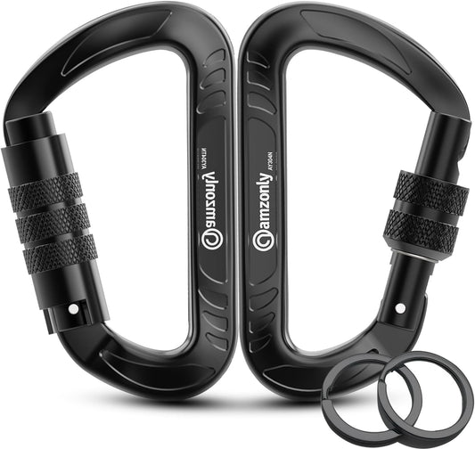 4-Pack 3-Inch Aluminum Locking Carabiner Clips, Auto-Lock and Screw-Lock