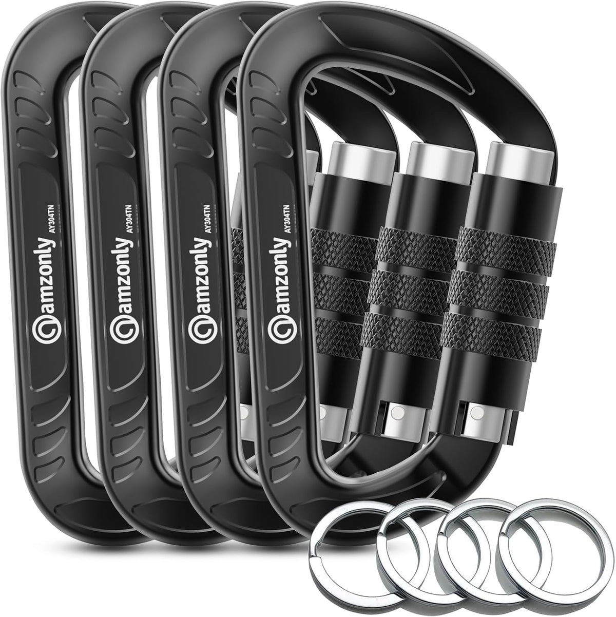 3-Inch Auto-Locking Aluminum Carabiner Clips for Keys and Outdoor Gear