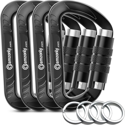 3-Inch Auto-Locking Aluminum Carabiner Clips for Keys and Outdoor Gear