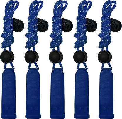 5-Pack Plastic Emergency Signal Whistles with Reflective Lanyards
