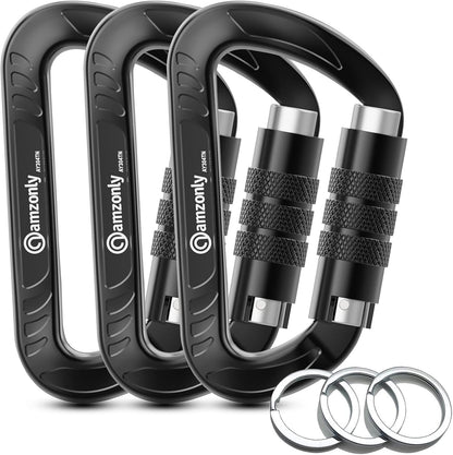 3-Inch Auto-Locking Aluminum Carabiner Clips for Keys and Outdoor Gear